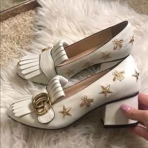 GUCCI MARMONT WHITE/GOLD MULES